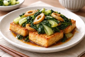 キューピー３分クッキングのレシピ・厚揚げの青菜バター炒めのせ