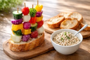 平野レミの早わざレシピのレシピ・実りのベジバゲッ塔 食べればリエット添え