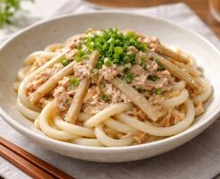 DayDay(デイデイ)のレシピ・白みそドレッシングのごぼうとツナのうどん