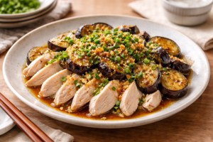 ノンストップのレシピ・秋ナスと鶏胸のたたき