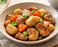 キューピー３分クッキングのレシピ・里芋と豚肉のてりてり煮