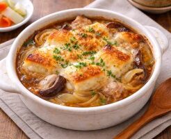 沸騰ワード10のレシピ・雑煮風オニオングラタンスープ