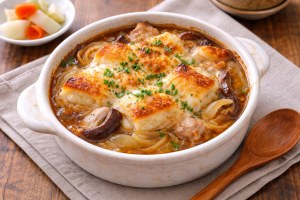 沸騰ワード10のレシピ・雑煮風オニオングラタンスープ