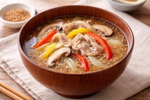 なないろ日和!のレシピ・韃靼そば茶のお味噌汁