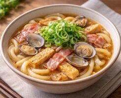 DAIGOも台所のレシピ・あさりとベーコンのうどん