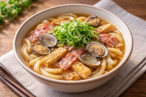 DAIGOも台所のレシピ・あさりとベーコンのうどん