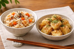 どさんこワイド179のレシピ・おふくろ炊き込みご飯＆ジャガイモのきな粉和え