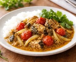 キューピー3分クッキングのレシピ・さば缶とミニトマトのクイックカレー