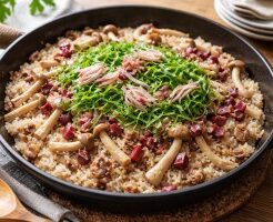 きょうの料理のレシピ・しば漬けときのこの和風パエリア