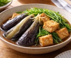 キューピー3分クッキングのレシピ・なすと厚揚げのしょうが煮