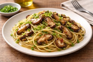 あさイチのレシピ・ねぎとしいたけの絶品パスタ