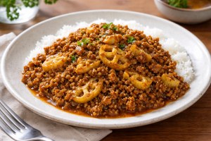 サタプラのレシピ・れんこんのぶったたきキーマカレー