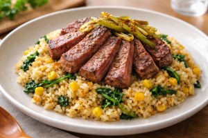 ノンストップのレシピ・七五三掛（しめ）のステーキチャーハン