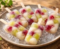 相葉マナブのレシピ・梨＆ぶどうの葛アイスバー
