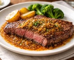 沸騰ワード10のレシピ・牛肉ステーキ タマネギバターソース