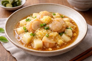 どさんこワイド179のレシピ・蒸し帆立と長芋のしょうゆあん