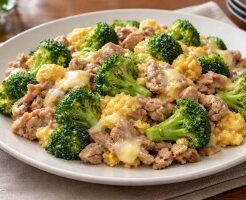 キューピー３分クッキングのレシピ・豚こまとブロッコリーの卵チーズ炒め