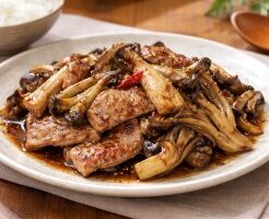 DAIGOも台所のレシピ・豚肉ときのこのバルサミコ風味