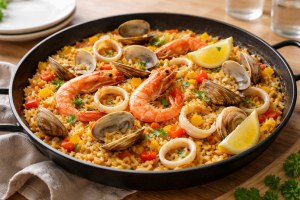 きょうの料理ビギナーズのレシピ・魚介のパエリヤ風
