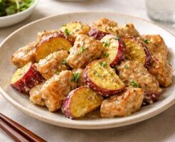 ノンストップのレシピ・鶏肉とさつまいものマスタードマヨソース
