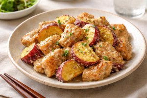 ノンストップのレシピ・鶏肉とさつまいものマスタードマヨソース