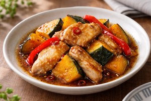 キューピー3分クッキングのレシピ・鶏胸とかぼちゃのめんつゆ南蛮